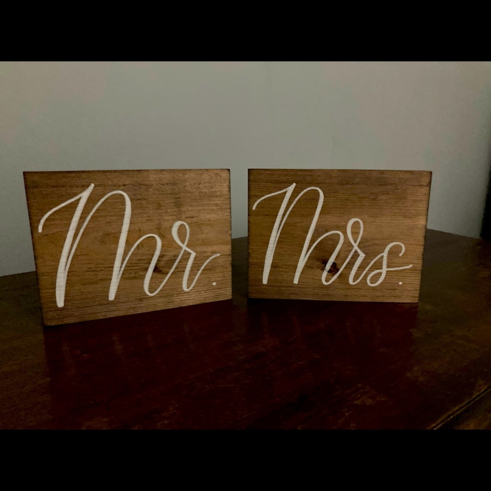 Mr. and Mrs. wooden signs